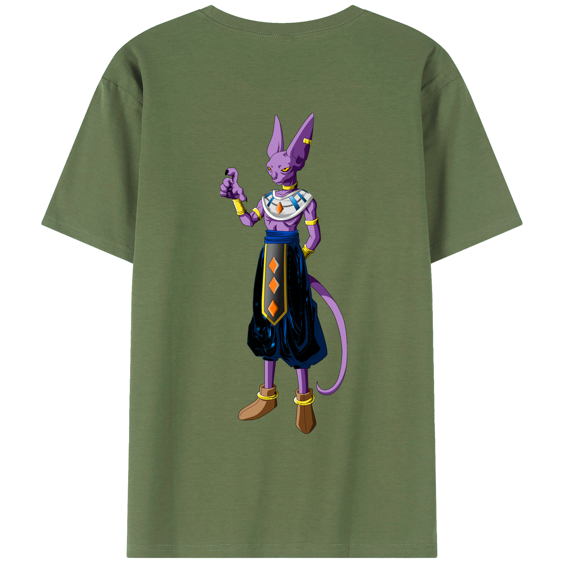 （画像用） ドラゴンボール ビルス 破壊神ビルス DRAGON BALL Beerus Birusu 綿100％ メンズ半袖Tシャツ（バックプリント） 通気性